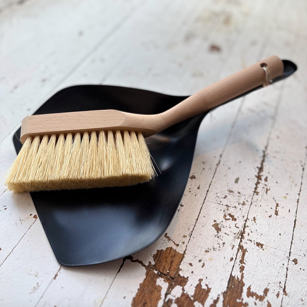 Wooden Hand Broom + Dust Pan