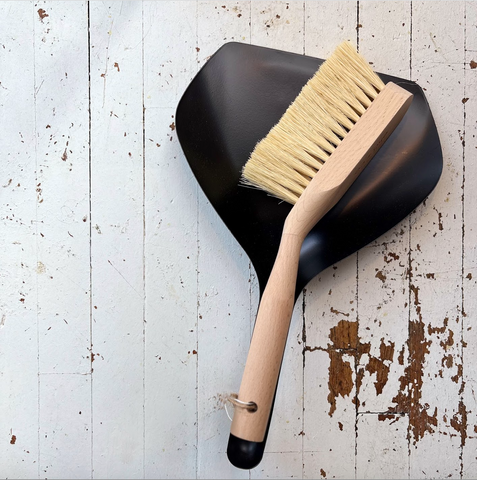 Wooden Hand Broom + Dust Pan