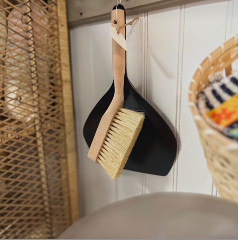 Wooden Hand Broom + Dust Pan