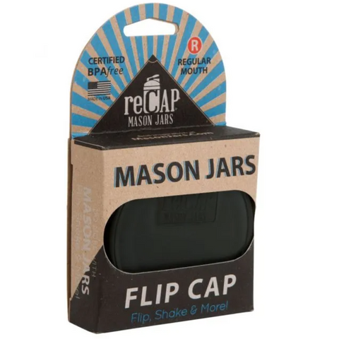 Mason Jar Flip Cap - Regular Mouth Black